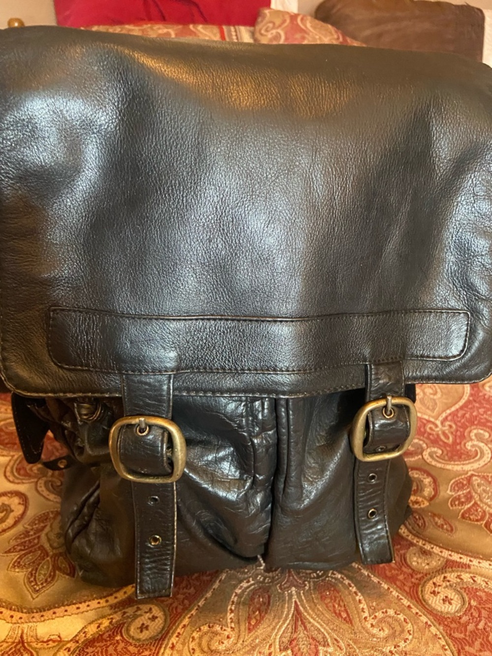 latico Black Leather Women's Backpack with Buckle Straps Made IN colombia